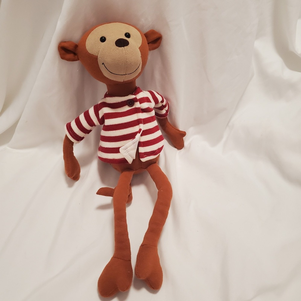Rare Jellycat London Madison Monkey Striped Shirt Plush Stuffed Animal Tags